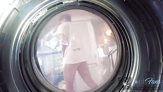The girl was looking for underwear in the washing machine and had intimate contact