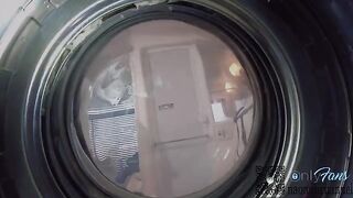 The girl was looking for underwear in the washing machine and had intimate contact