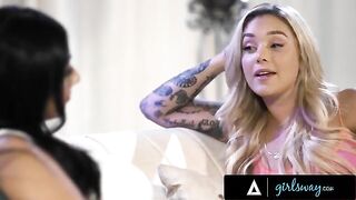 Kali Roses and Violet Myers try passionate scissoring with girl on girl action