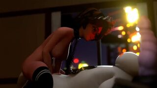 Aunt Cass shakes big ass on Baymax’s cock in a 3D scene