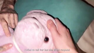 A young girl has a wet pussy and fucks with a guy’s huge cock