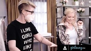 Passionate interracial scissoring with stunning Ember Snow, featured on Girlsway
