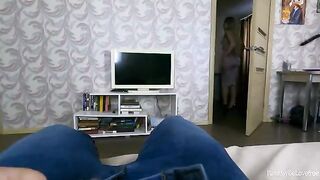 The stepson fucked his stepmom, and the father waited outside