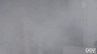 Firefighters fucked busty slut Monika Fox in an intense orgy scene