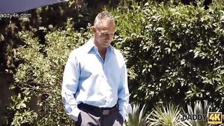 The girl was fond of older guys, so she seduced the father by the pool
