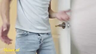 Hot stepmom caught her stepson spying, let him get close in a steamy encounter