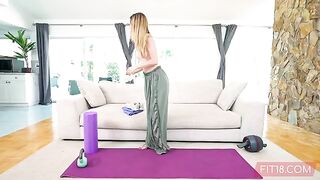 A petite girl with a flexible body gets fucked by a guy in POV at the gym