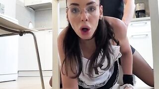 A cheeky maid got my cock soaked with her wet pussy