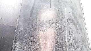 Sweet wet pussy in shower, masturbating to squirting orgasm