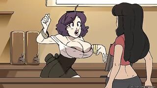 The girl is growing and becoming a giantess, starting with her boobs