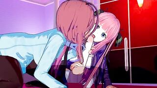 The quintessential threesome with Miku and Nino in 3D hentai