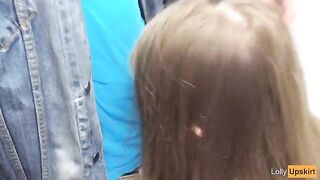 Blowjob in the changing room of a shop, risk and excitement