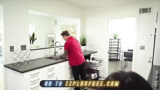 The cute girl Emily Willis seduces Keiran Lee, showcasing her amazing ass