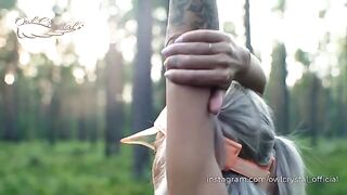 A blonde gets fucked by her neighbor in the forest