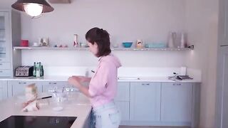 I cook and show my body at a friend's house