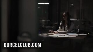 The boss fucked his secretary Emily Willis in stockings and pantyhose at work