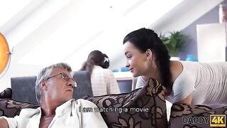 Old guy cheated on his son with the girl in a steamy Daddy4K scene