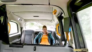 Redhead slut Kiara squirts taxi driver’s cock with pussy juice