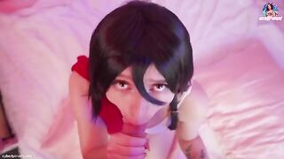 Mikasa Ackerman gets her pussy smashed and facialized