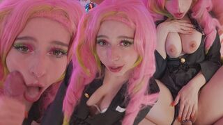 Mitsuri Kanroji gets her pussy filled with cock and cum