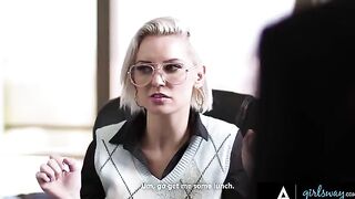 Two gossiping employees get fucked by their dominant boss Kenzie Taylor in a steamy scene
