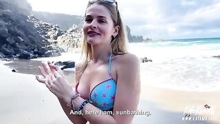 I fucked a girl with a luxurious ass on the sandy beach