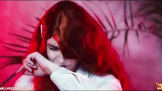 Redhead girl in a wolf costume fucks with a guy at Hogwarts