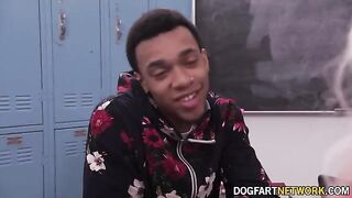 Cute blonde Heather Honey fucked by two huge black cocks in a DP scene