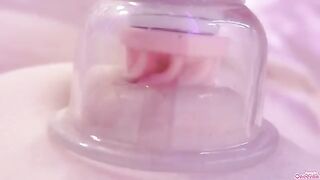 4 times cum, nipples and clit erected by sucking toy