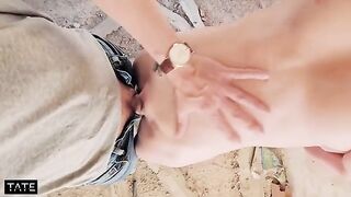 A daring couple has sex in a risky, abandoned place with a huge cock