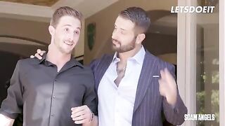 Two mature ladies fucked a young American football player with their huge boobs