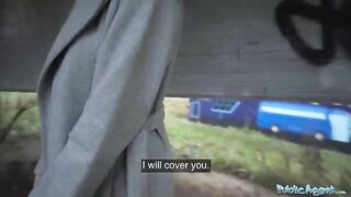 A cute little Russian got fucked by Public Agent outdoors