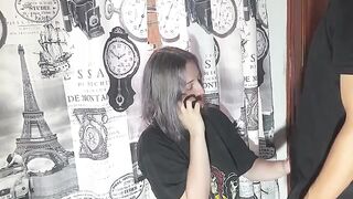 An extremely unfaithful girl gets intimate with her stepbrother while talking to her boyfriend on the phone