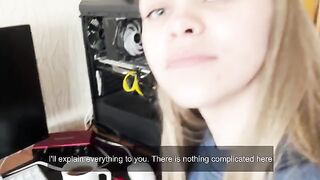 The student girl studies anatomy with a boyfriend in a passionate session