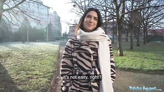 A beautiful brunette biology student gets fucked by a stranger in public