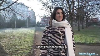 A beautiful brunette biology student gets fucked by a stranger in public
