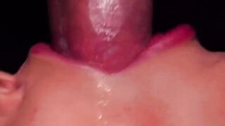 Close up action with the best condom milking blowjob. The girl broke the condom and got all the cum in her mouth! ASMR sucking