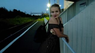The confused girl waited for the train and got a cock, creampie, and cum in public