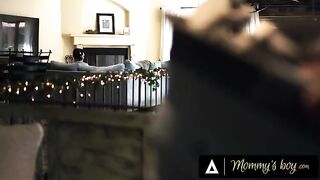 Rachael Cavalli, busty MILF, gets turned on seeing stepson jerk off