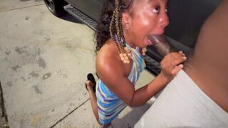 Married girl sucks my dick in the parking lot like a lot lizard