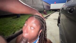 Married girl sucks my dick in the parking lot like a lot lizard