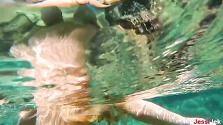 Underwater anal sex with a stunning blonde babe on the beach