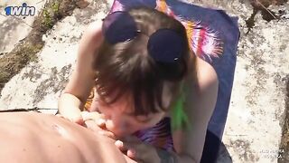 A blowjob was made as a bribe to the guard of the fort by a nudist