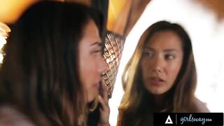 A beauty has hard sex with her wife in a rented cabin