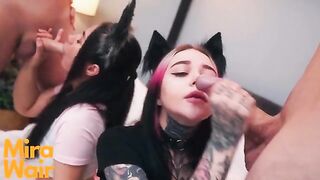 Two kittens get cum in ass in intense Anna Batman scene