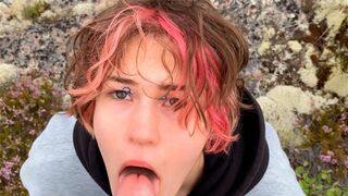 Sex in the open air, a beautiful girl enjoying nature with her partner