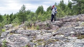 Sex in the open air, a beautiful girl enjoying nature with her partner