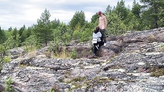 Sex in the open air, a beautiful girl enjoying nature with her partner