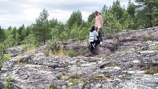 Sex in the open air, a beautiful girl enjoying nature with her partner
