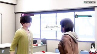 3D hentai school girl Yuna gets wild with her room mate